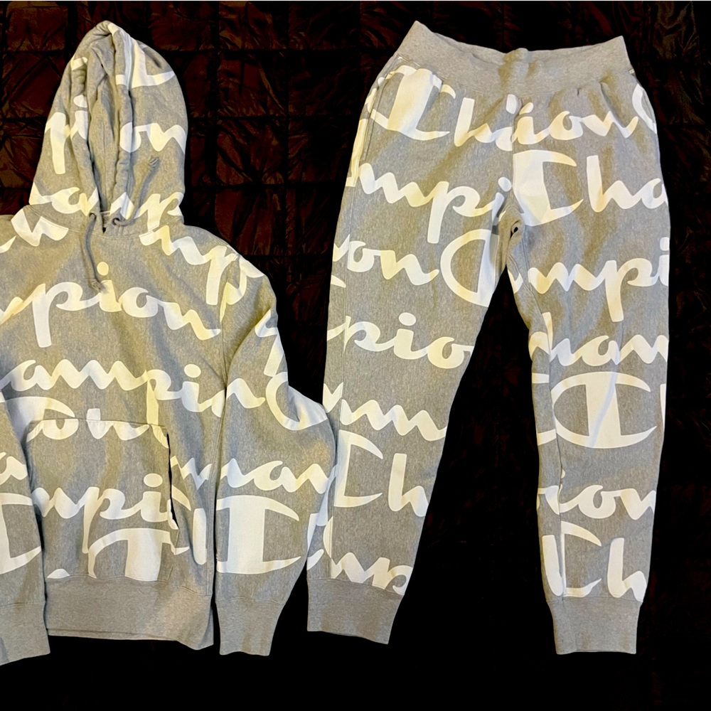 Gently Worn Monogrammed Logo Reverse Weave Champion Sweatsuit Men’s Large
